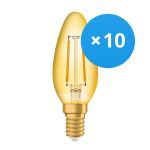 Mehrfachpackung 10x Ledvance Vintage 1906 LED E14 Kerze Gold 1.5W 120lm - 824 Extra Warmweiß | Ersatz für 15W